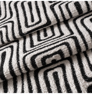 Tissu-structuré-bouclette-ethnique-noir-et-blanc