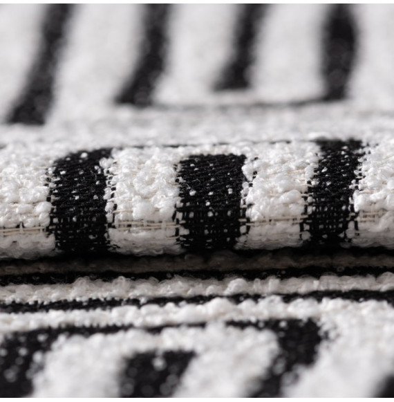 Tissu-structuré-bouclette-ethnique-noir-et-blanc