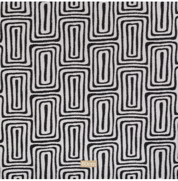 Tissu-structuré-bouclette-ethnique-noir-et-blanc