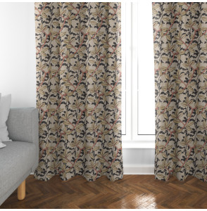 Tissu feuillage lin et viscose toile lourde