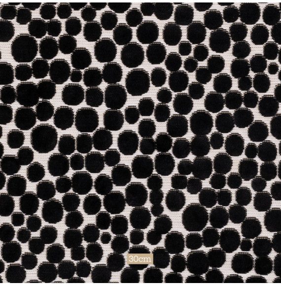 Tissu-velours-ameublement-pois-noir