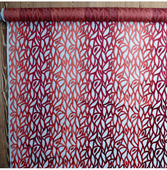 Coupon-fluweel-2M--rood-gebladerte