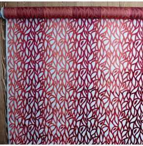 Coupon-fluweel-2M--rood-gebladerte