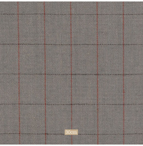 Tissu-lin-lourd-carreaux-gris-et-rouge