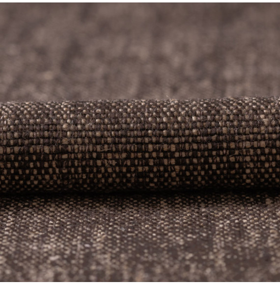 Tissu-lin-épais-chiné-naturel-et-marron