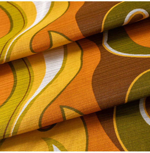 TISSU-VINTAGE-AUTHENTIQUE-DES-ANNÉES-60-70-ARABESQUE-JAUNE