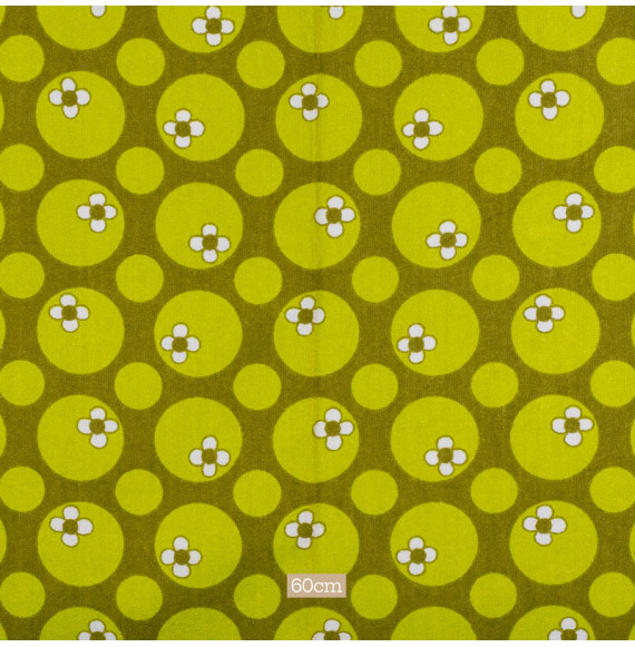 Vintage-badstof-uit-de-jaren-60-en-70----bloemen-en-groene-geometrische-motieven