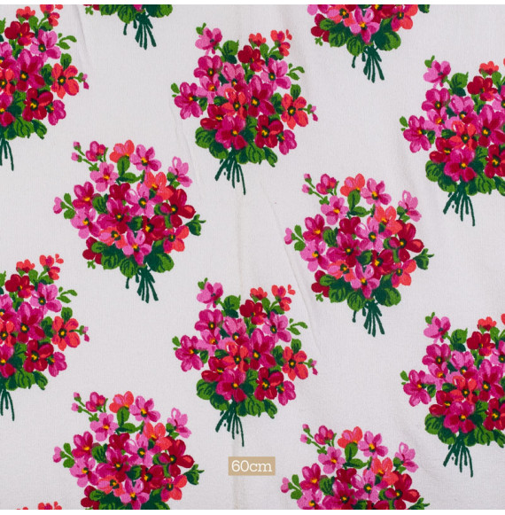 Tissu-éponge-vintage-authentique-années-60-70-fines-bouclettes-sur-une-face-fleurs-roses