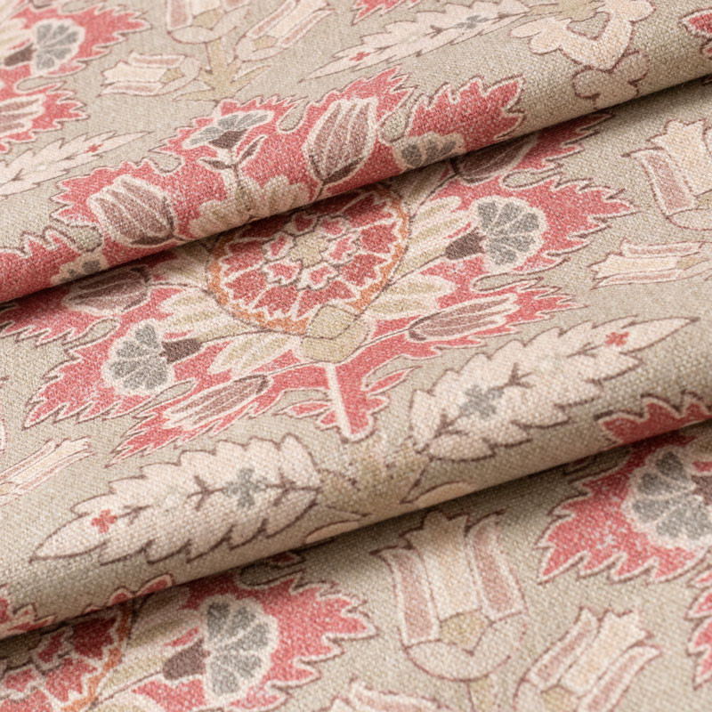 Tissu-280cm-coton-lin-graté-art-nouveau-rouge-fond-lin-chiné