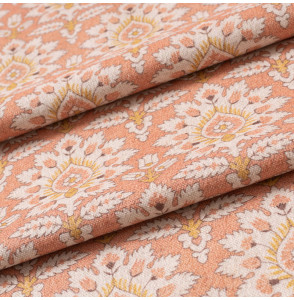 Tissu-280cm-coton-lin-graté-art-nouveau-ocre-fond-orange-chiné