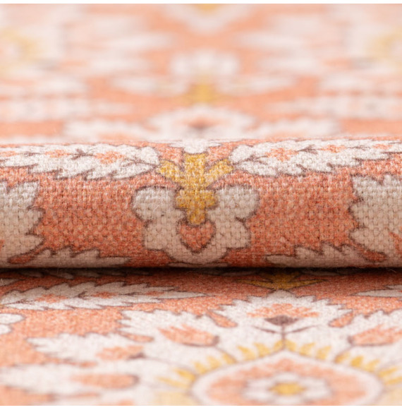 Tissu-280cm-coton-lin-graté-art-nouveau-ocre-fond-orange-chiné