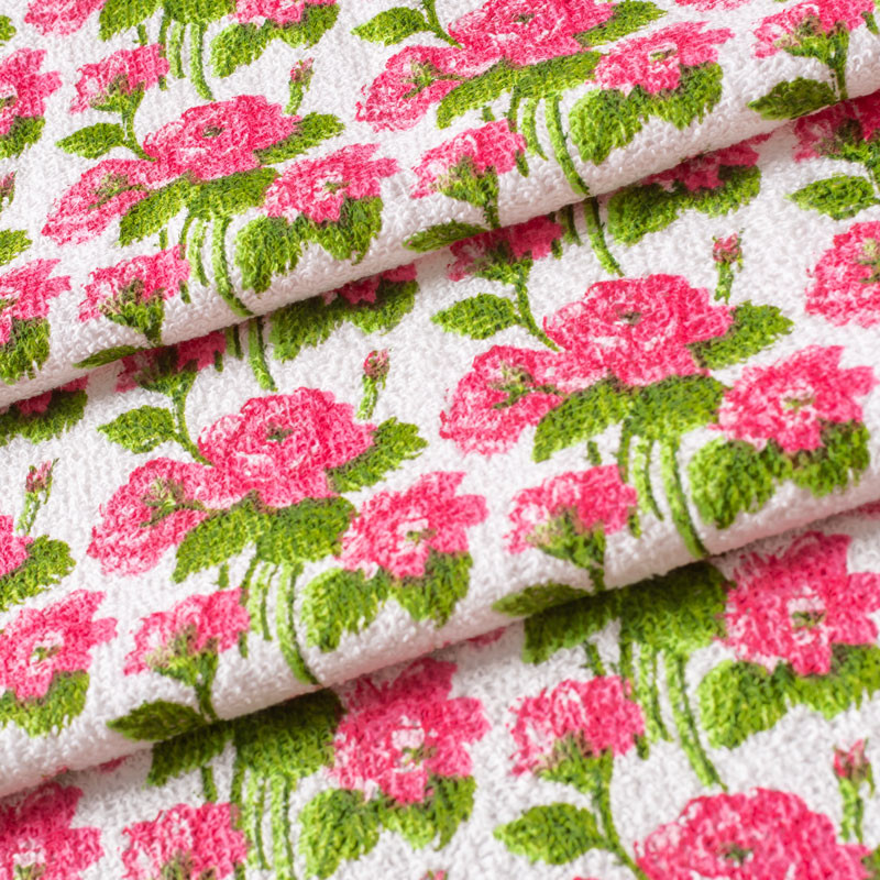 TISSU-ÉPONGE-VINTAGE-AUTHENTIQUE-DES-ANNÉES-60-70--PETITES-FLEURS-ROSES-SUR-FOND-BLANC