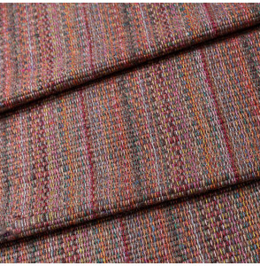 Tissu-bourette-de-soie-lignée-brun-et-multicolore