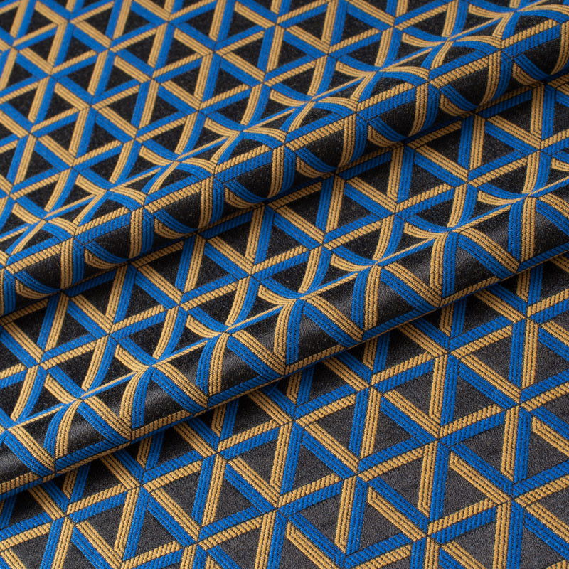 Decoratiestof-Byzance-brandvrij-blauw-zwart