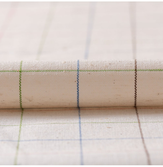 TISSU-VINTAGE-AUTHENTIQUE-EN-TOILE-DE-COTON-QUADRILLAGE-MULTICOLORE-SUR-FOND-BLANC