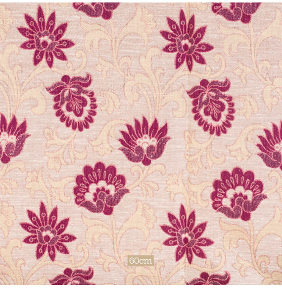 AUTHENTIEKE-VINTAGE-KATOENEN-STOF-VINTAGE-MAUVE-BLOEMEN-OP-EEN-ECRU-ACHTERGROND