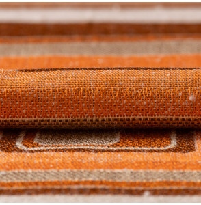 TISSU-VINTAGE-AUTHENTIQUE-EN-TOILE-DE-COTON-CARREAUX-CAMAÏEU-D'ORANGE