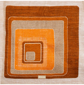 TISSU-VINTAGE-AUTHENTIQUE-EN-TOILE-DE-COTON-CARREAUX-CAMAÏEU-D'ORANGE