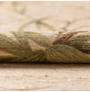 AUTHENTIEKE-VINTAGE-KATOENEN-STOF-WITTE-BLOEMEN-EN-BLADEREN-OP-EEN-WIT-EN-OKER-GEVLEKTE-ACHTERGROND