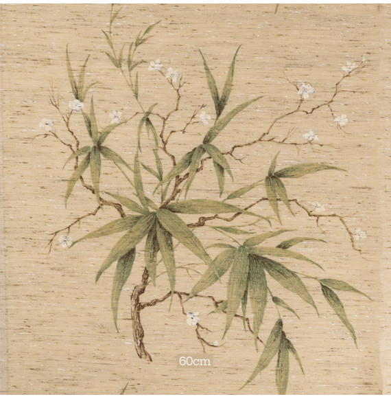 AUTHENTIEKE-VINTAGE-KATOENEN-STOF-WITTE-BLOEMEN-EN-BLADEREN-OP-EEN-WIT-EN-OKER-GEVLEKTE-ACHTERGROND