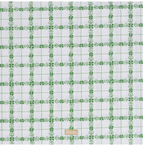 TISSU-VINTAGE-AUTHENTIQUE-EN-TOILE-DE-COTON-QUADRILLAGE-FLEURI-VERT-SUR-FOND-BLANC