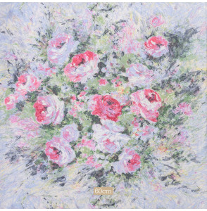 TISSU-VINTAGE-AUTHENTIQUE-COTON-FLEURI-STYLE-PEINTURE-IMPRESSIONNISTE