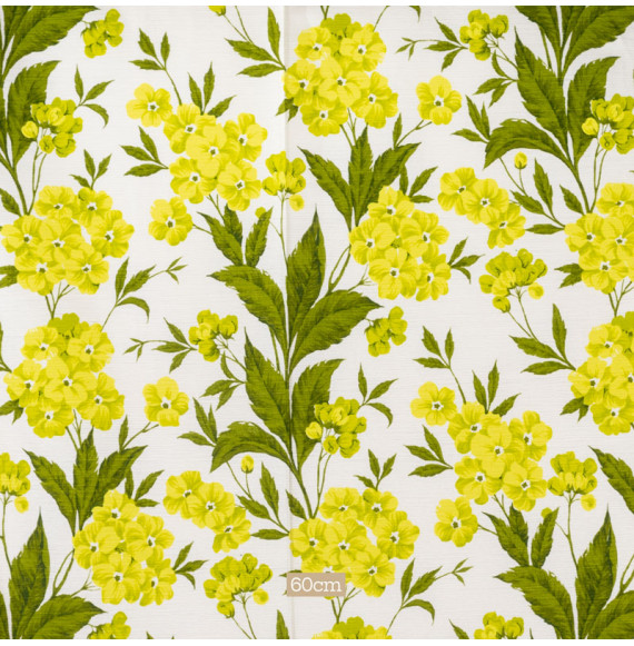 TISSU-VINTAGE-AUTHENTIQUE-EN-COTON-FLORAL-VERT-SUR-FOND-BLANC