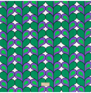 AUTHENTIEKE-VINTAGE-KATOENEN-STOF-GROENE-EN-MAUVE-BLADEREN