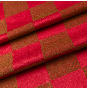 AUTHENTIEKE-VINTAGE-KATOENEN-STOF-JACQUARD-ROOD-RUITJE