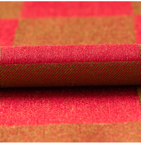 AUTHENTIEKE-VINTAGE-KATOENEN-STOF-JACQUARD-ROOD-RUITJE