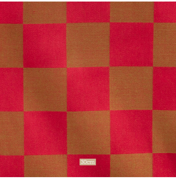 AUTHENTIEKE-VINTAGE-KATOENEN-STOF-JACQUARD-ROOD-RUITJE