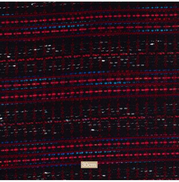 TISSU-TWEED-MAHLIA-KENT--NOIR-ET-ROUGE