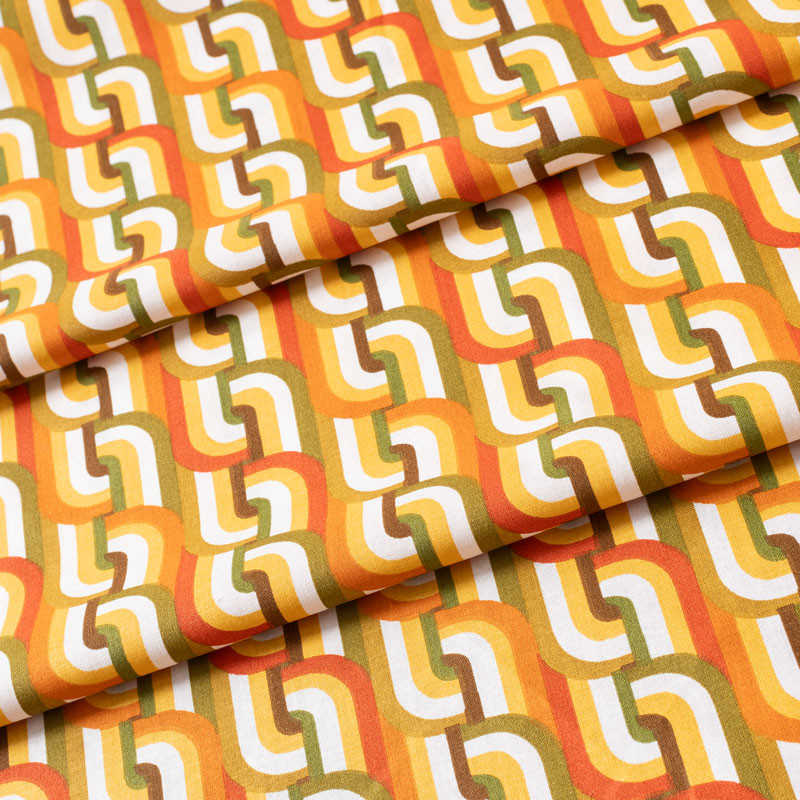 Tissu-coton-entrelacs-vintage-ocre