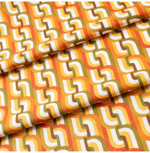 Tissu-coton-entrelacs-vintage-ocre