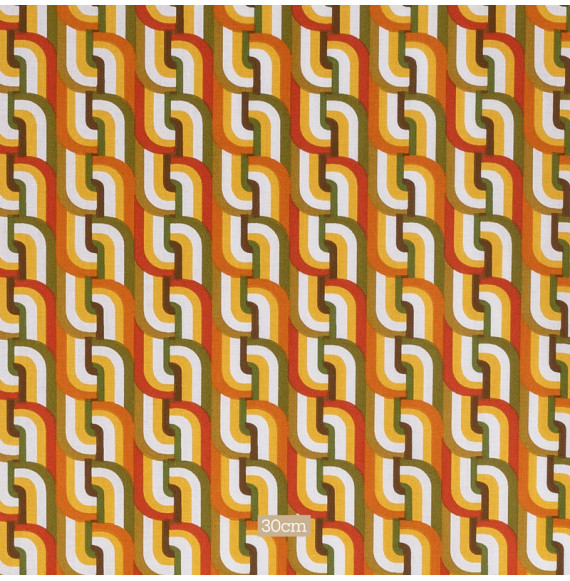 Tissu-coton-entrelacs-vintage-ocre
