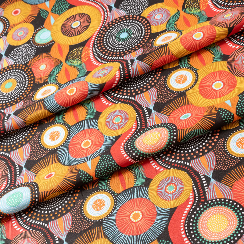Tissu-coton-esprit-aborigène-ocre