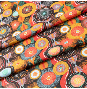 Tissu-coton-esprit-aborigène-ocre