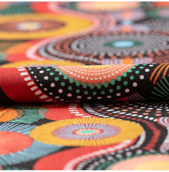 Tissu-coton-esprit-aborigène-ocre