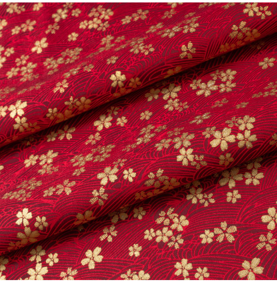 Tissu-coton-rouge-esprit-japonais-doré