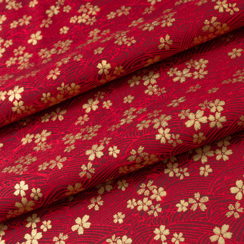 Tissu-coton-rouge-esprit-japonais-doré
