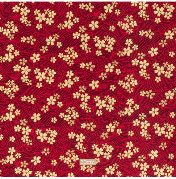 Tissu-coton-rouge-esprit-japonais-doré