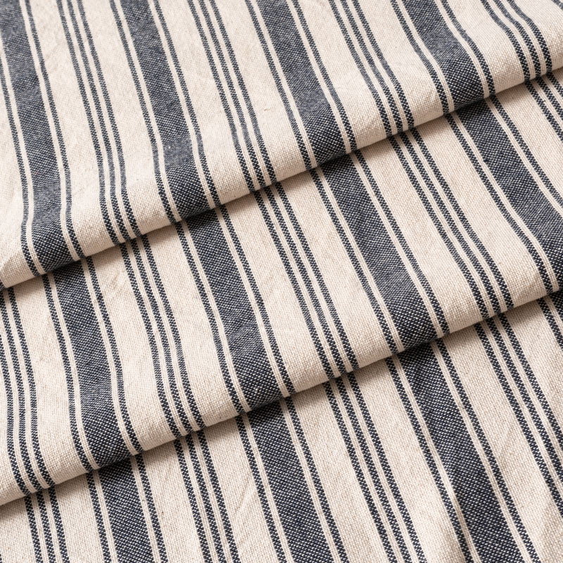 Tissu-coton-naturel-ligné-bleu-marine