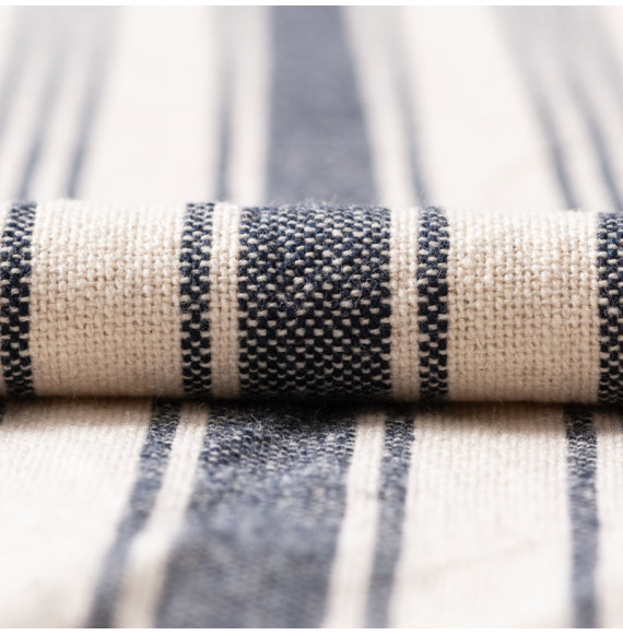 Tissu-coton-naturel-ligné-bleu-marine