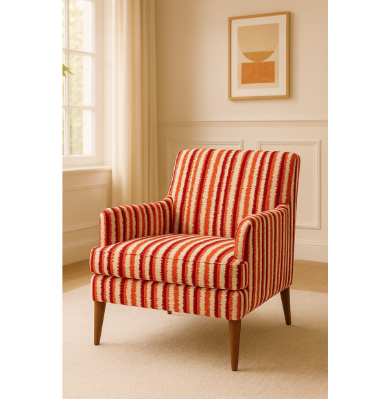 Decoratiestof-fluweel-rood-gestreept-op-beige-basis