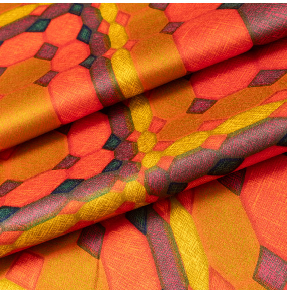 TISSU-VINTAGE-AUTHENTIQUE--GÉOMÉTRIQUE-ROUGE
