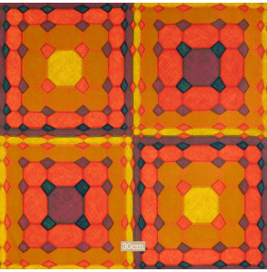 TISSU-VINTAGE-AUTHENTIQUE--GÉOMÉTRIQUE-ROUGE