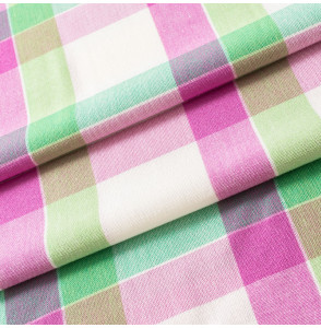 TISSU-VINTAGE-AUTHENTIQUE--CARREAUX-MAUVES-ET-VERTS