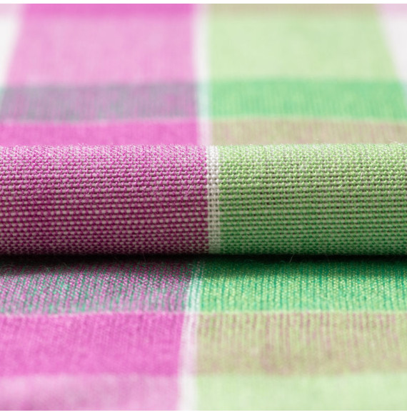 TISSU-VINTAGE-AUTHENTIQUE--CARREAUX-MAUVES-ET-VERTS