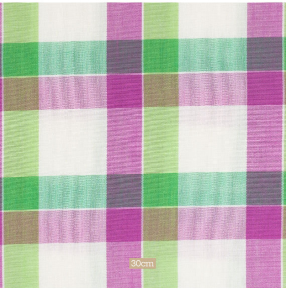 TISSU-VINTAGE-AUTHENTIQUE--CARREAUX-MAUVES-ET-VERTS