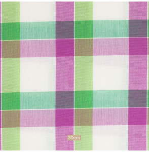TISSU-VINTAGE-AUTHENTIQUE--CARREAUX-MAUVES-ET-VERTS